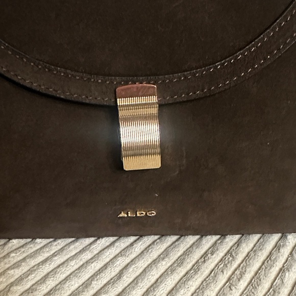 Aldo Dark Brown Suede Shoulder Bag - Picture 3 of 4